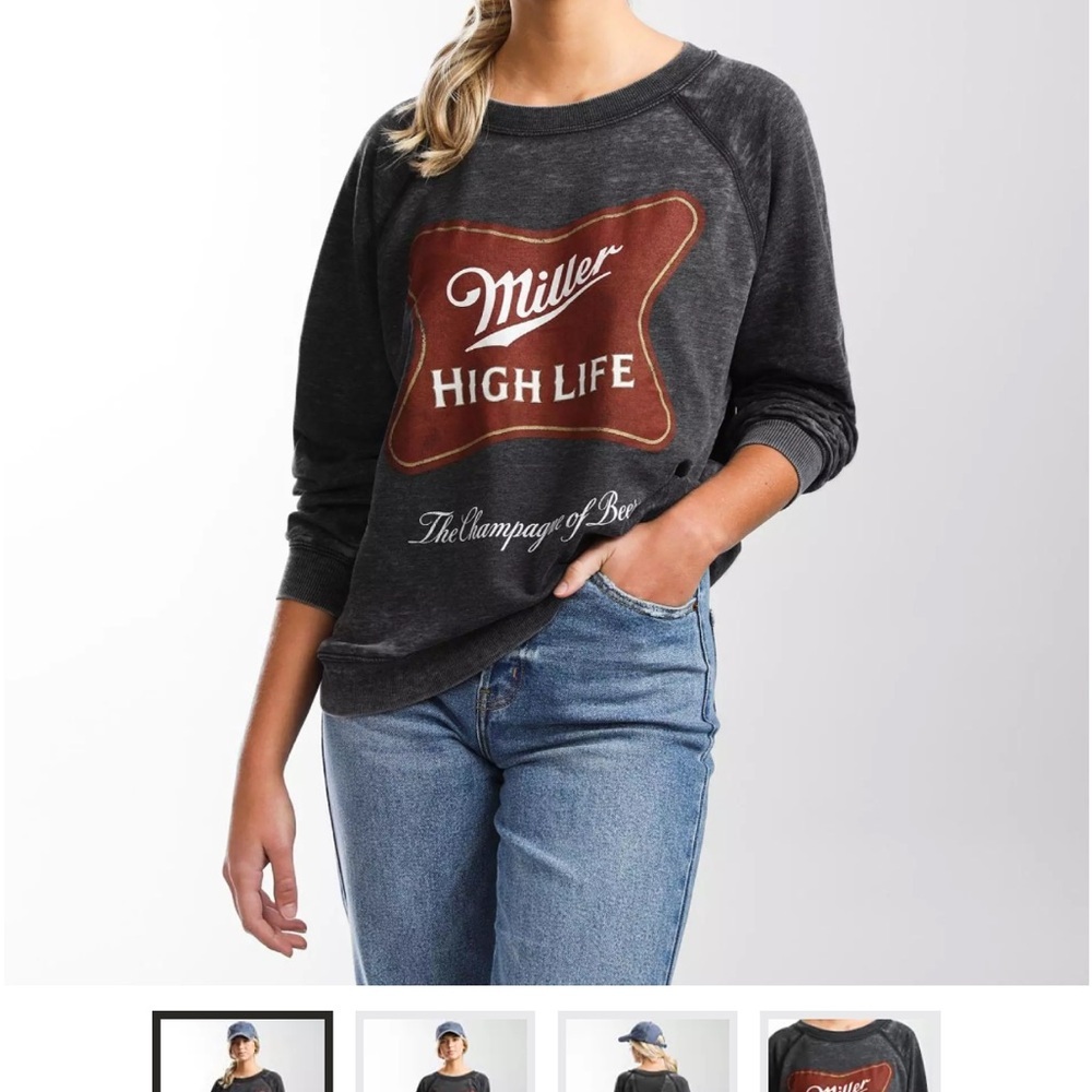 Miller High Life Burnout Relaxed Fit Dark Grey Sweatshirt, size M